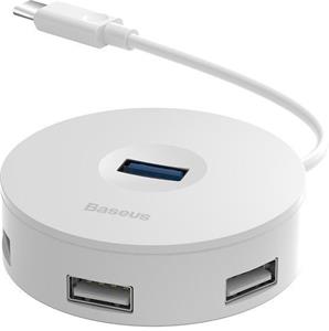 Baseus USB-C hub na USB 3.0 + 3x USB 2.0, 15cm, biely