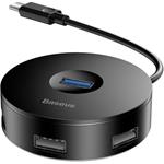 Baseus USB-C hub na USB 3.0 + 3x USB 2.0, 15cm, čierny
