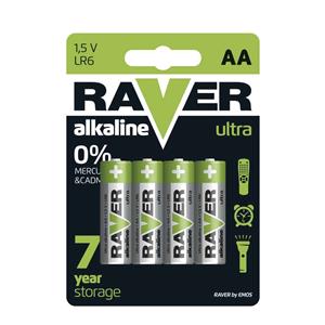 Batéria RAVER alkalická  AA, 4ks/ blister