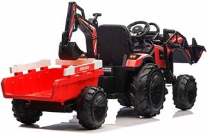 Beneo TOP-WORKER, elektrický traktor s naberačkami a prívesom, 12V, červený