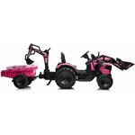 Beneo TOP-WORKER, elektrický traktor s naberačkami a prívesom, 12V, ružový