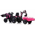 Beneo TOP-WORKER, elektrický traktor s naberačkami a prívesom, 12V, ružový