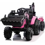 Beneo TOP-WORKER, elektrický traktor s naberačkami a prívesom, 12V, ružový