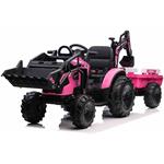 Beneo TOP-WORKER, elektrický traktor s naberačkami a prívesom, 12V, ružový