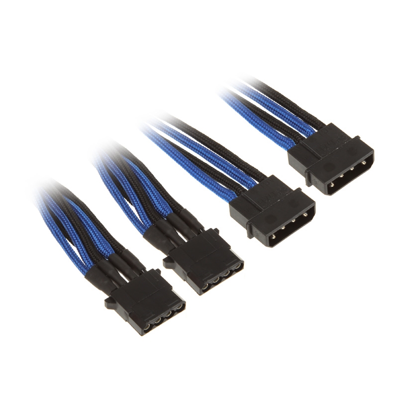 BitFenix Molex to 3x Molex Adapter 55 cm - sleeved black / blue / black