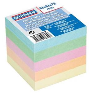 Blok kocka DONAU nelepená 83x83x75mm pastelové farby