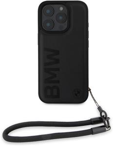 BMW Leather Signature and Strap kryt pre iPhone 16 Pro, čierny