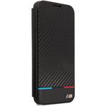 BMW M PC/TPU Book Tricolor Stripes puzdro pre Samsung Galaxy S22+, čierne