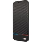 BMW M PC/TPU Book Tricolor Stripes puzdro pre Samsung Galaxy S22+, čierne