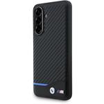 BMW M PU Carbon Blue Line kryt pre Samsung Galaxy A56, čierny