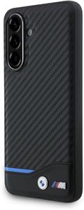 BMW M PU Carbon Blue Line kryt pre Samsung Galaxy A56, čierny