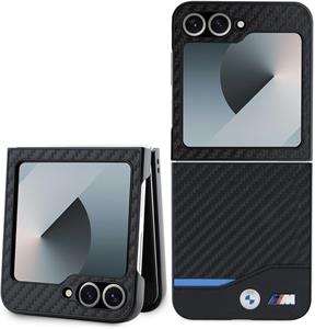 BMW M PU Carbon Blue Line kryt pre Samsung Galaxy Z Flip 6, čierny