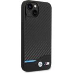 BMW M PU Carbon Blue Line zadný kryt pre iPhone 14, čierny