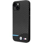 BMW M PU Carbon Blue Line zadný kryt pre iPhone 14, čierny