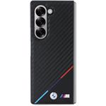 BMW M PU Carbon Tricolor Stripe MagSafe kryt pre Samsung Galaxy Z Fold 6, čierny