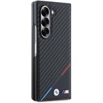 BMW M PU Carbon Tricolor Stripe MagSafe kryt pre Samsung Galaxy Z Fold 6, čierny