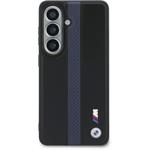 BMW M PU Leather Perforated Stripes and Metal Logo Magnetic kryt pre Samsung Galaxy S26, modrý