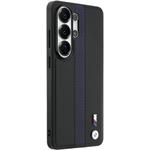 BMW M PU Leather Perforated Stripes and Metal Logo Magnetic kryt pre Samsung Galaxy S26 Ultra, modrý
