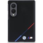 BMW M PU Perforated Tricolor Stripe Magnetic kryt pre Samsung Galaxy Z Fold 8, čierny