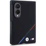 BMW M PU Perforated Tricolor Stripe Magnetic kryt pre Samsung Galaxy Z Fold 8, čierny
