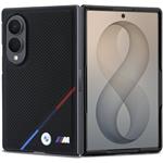 BMW M PU Perforated Tricolor Stripe Magnetic kryt pre Samsung Galaxy Z Fold 8, čierny