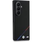 BMW M PU Perforated Tricolor Stripe Magnetic kryt pre Samsung Galaxy Z Fold 8 Ultra, čierny