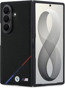 BMW M PU Perforated Tricolor Stripe Magnetic kryt pre Samsung Galaxy Z Fold 8 Ultra, čierny