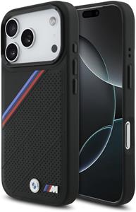 BMW M Tricolor Perforated Pattern MagSafe kryt pre iPhone 17 Pro, čierny
