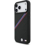 BMW M Tricolor Perforated Pattern MagSafe kryt pre iPhone 17 Pro Max, čierny
