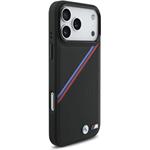 BMW M Tricolor Perforated Pattern MagSafe kryt pre iPhone 17 Pro Max, čierny
