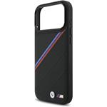 BMW M Tricolor Perforated Pattern MagSafe kryt pre iPhone 17 Pro Max, čierny