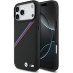 BMW M Tricolor Perforated Pattern MagSafe kryt pre iPhone 17 Pro Max, čierny