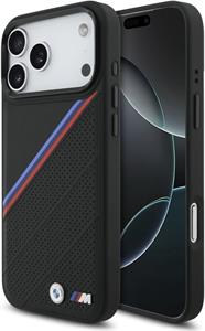 BMW M Tricolor Perforated Pattern MagSafe kryt pre iPhone 17 Pro Max, čierny