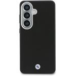 BMW Signature PU Leather Metal Logo Magnetic kryt pre Samsung Galaxy S26+, čierny