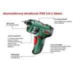 Bosch Aku skrutkovač PSR 3,6 Li Select s 12 skrutkovacími hrotmi