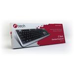 C-Tech KB-102, čierno-strieborná klávesnica, USB, slim, SK