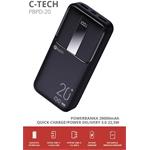 C-Tech powerbanka 20000mAh, Li-Pol, 22,5W, USB-C, USB-A, micro USB