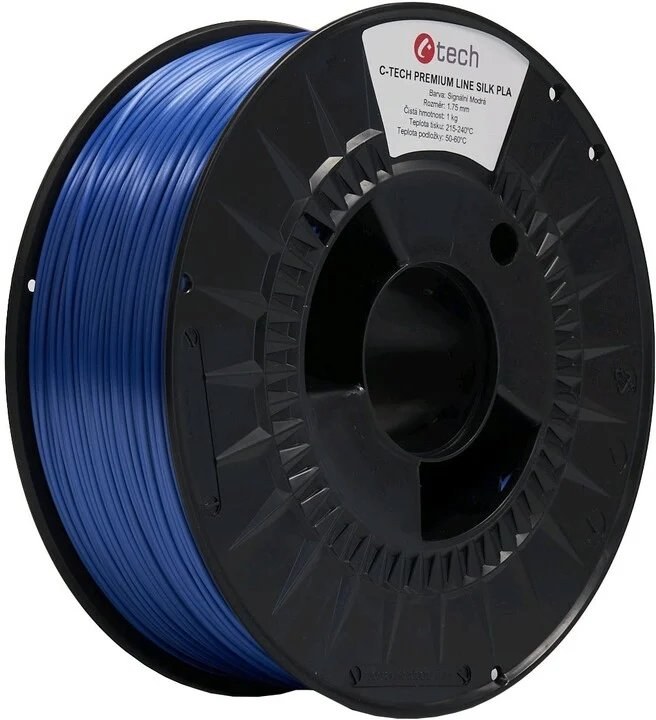 C-Tech Premium Line tlačová struna (filament), Silk PLA, 1,75mm, signálna modrá