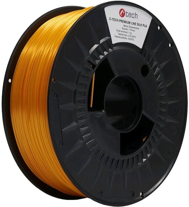 C-Tech Premium Line tlačová struna (filament), Silk PLA, 1,75mm, žlto-oranžová