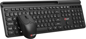 C-Tech Quallis WLKMC-05, bezdrôtový combo set klávesnica a myš, USB, CZ/SK, čierny