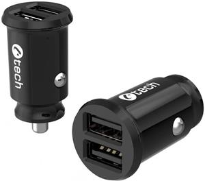 C-Tech UCC-03 nabíjačka USB do auta, 2x USB, 2,4A, čierna
