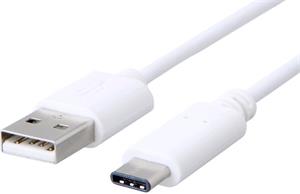C-Tech USB-A 2.0 na USB-C kábel, 2m, biely