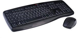 C-Tech WLKMC-02 bezdrôtový combo set, klávesnica a myš, USB, ERGO, USB, CZ/SK, čierny