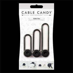 Cable Candy Tie káblový organizér, 3ks, čierny