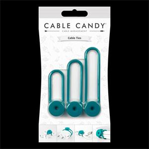 Cable Candy Tie káblový organizér, 3ks, tyrkysový