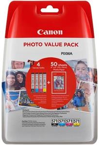 Canon CLI-571, C/M/Y/BK, multipack + 50x PP-201