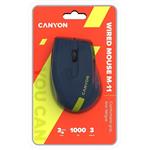 Canyon CNE-CMS11BY, optická myš, USB, 1000 dpi, 3 tlač, tmavo-modro-žltá
