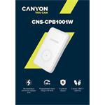 Canyon CNS-CPB1001W, Powerbanka s bezdrôtovým nabíjaním, 10 000 mAh, biela