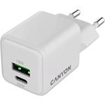 Canyon CU20AC, vysokorýchlostná nabíjačka, USB-C 20W, USB-A 18W, biela