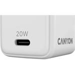 Canyon CU20C, vysokorýchlostná nabíjačka, USB-C, 20W, biela